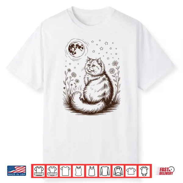 Cute Floral Persian Cat Moon Halloween Costume Girl Women Shirt