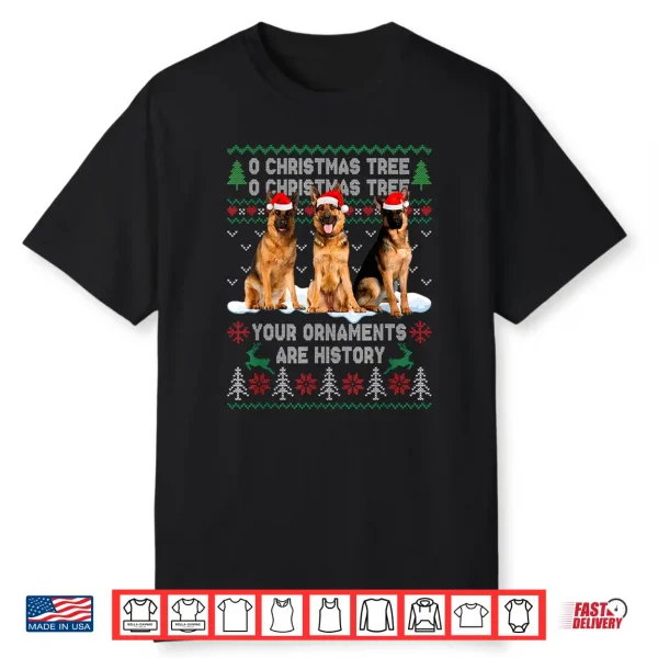 Cute German Shepherd Dog Oh Christmas Tree Ugly Xmas Shirt