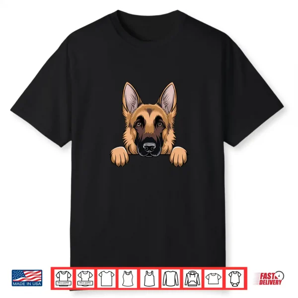 Cute German Shepherd Dog Peeking Puppy Funny Gsd Lover Shirt