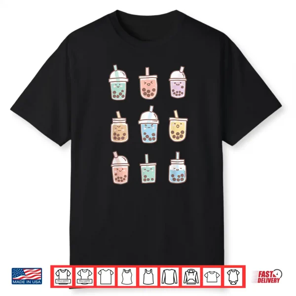 Cute Kawaii Boba Anime Bubble Tea Pastel Shirt