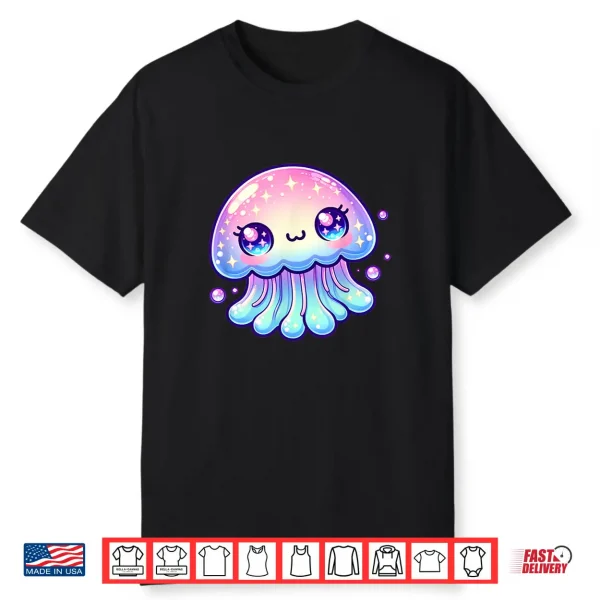 Cute Kawaii Jellyfish Anime Fun Blue Pink Sea Critter Shirt