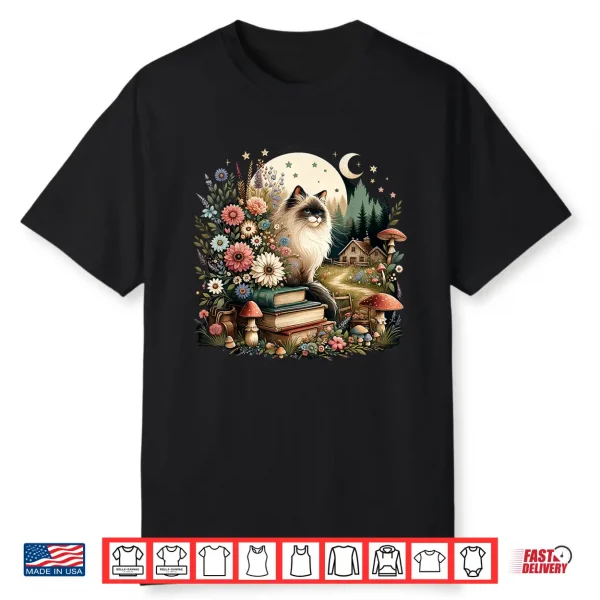 Cute Mushroom Cottagecore Aesthetic Ragdoll Cat Shirt