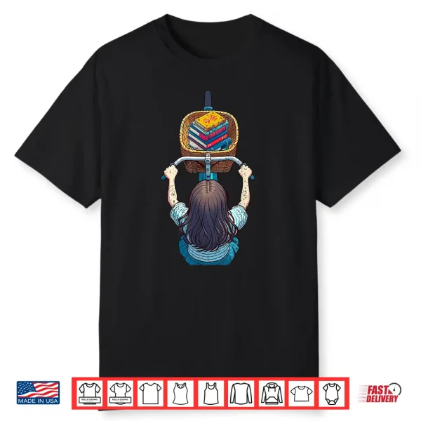 Cyclist Girl Book Lover Cycling Reader Bookworm Bibliophile Shirt