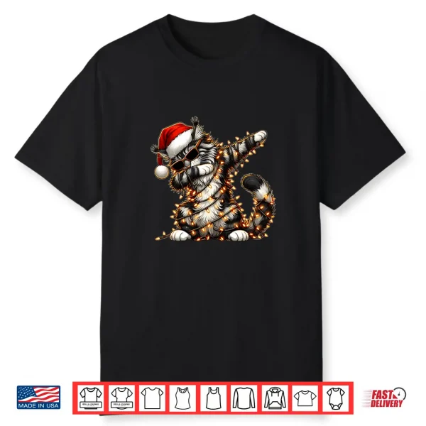 Dabbing Maine Coon Cat Sunglasses Cute Christmas Xmas Shirt