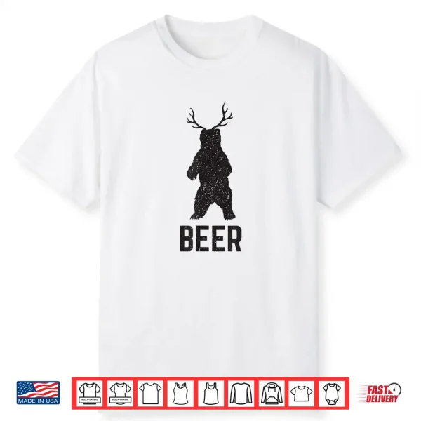 Deer Antlers Bear Beer Shirt Funny Craft Beer Shirt