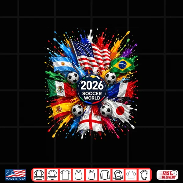 Design 2026 Soccer World USA Flag Burst Fan Tee Shirt