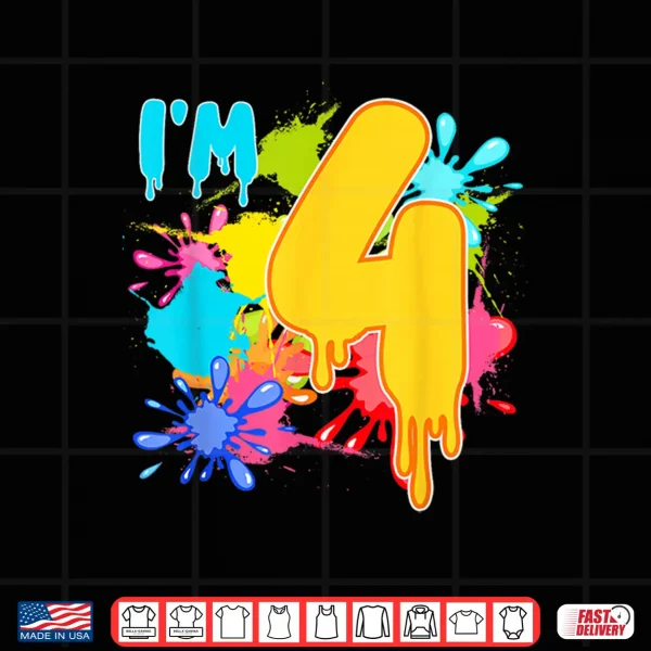 Design 4 Year Old Birthday Slime Lover 4th Slime Themed Party Shirt