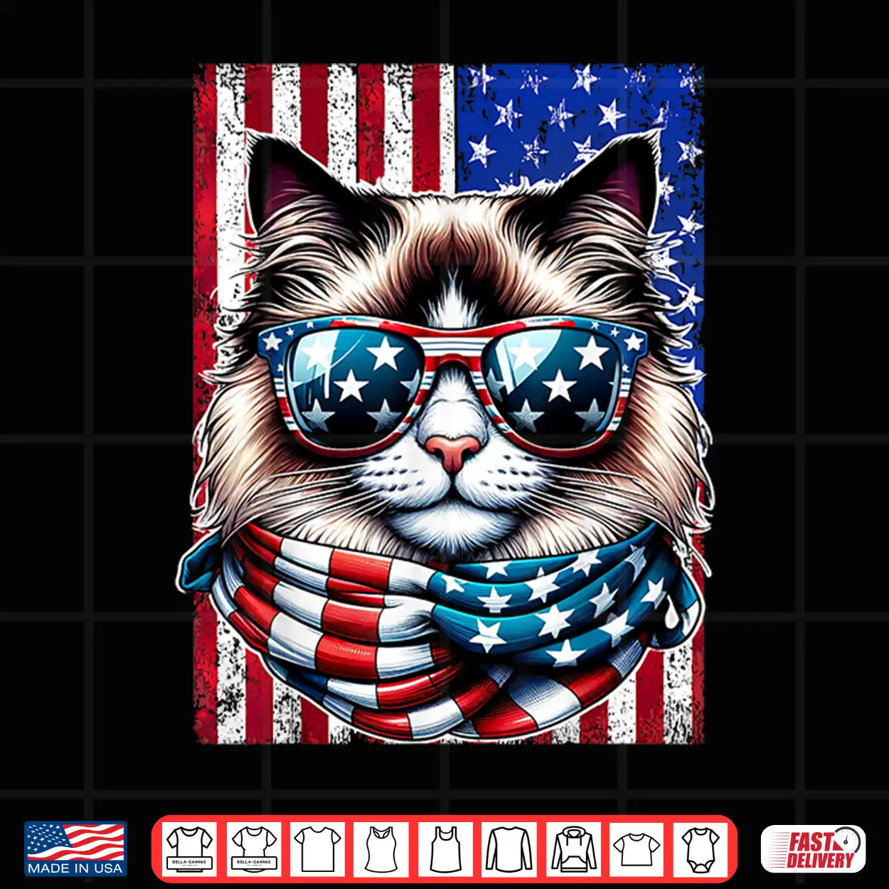 4Th Of July Ragdoll Cat Usa Flag Sunglasses Patriotic Cat Shirt 4Th Of July Ragdoll Cat Usa Flag Sunglasses Patriotic Cat Shirt