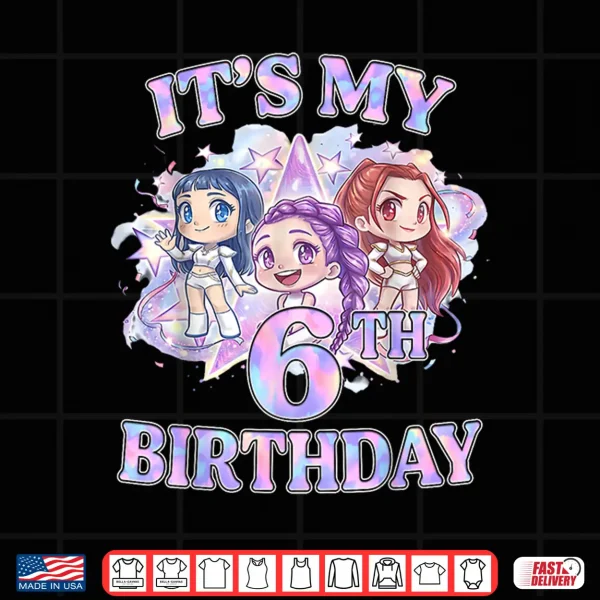 Design 6 Years Old Birthday K pop Kids 6th Bday Girls K pop Shirt