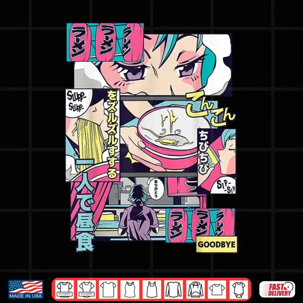 Design 90s Japanese Vintage Kawaii Ramen Anime Manga Girl Shirt