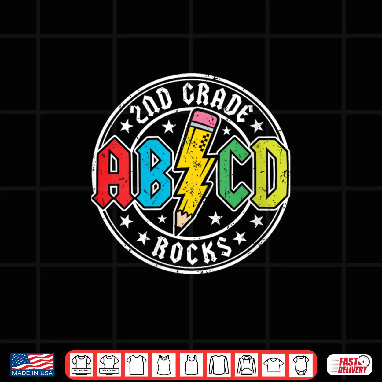 Abcd Second 2Nd Grade Rocks Back To School First Day Kids Shirt Abcd Second 2Nd Grade Rocks Back To School First Day Kids Shirt