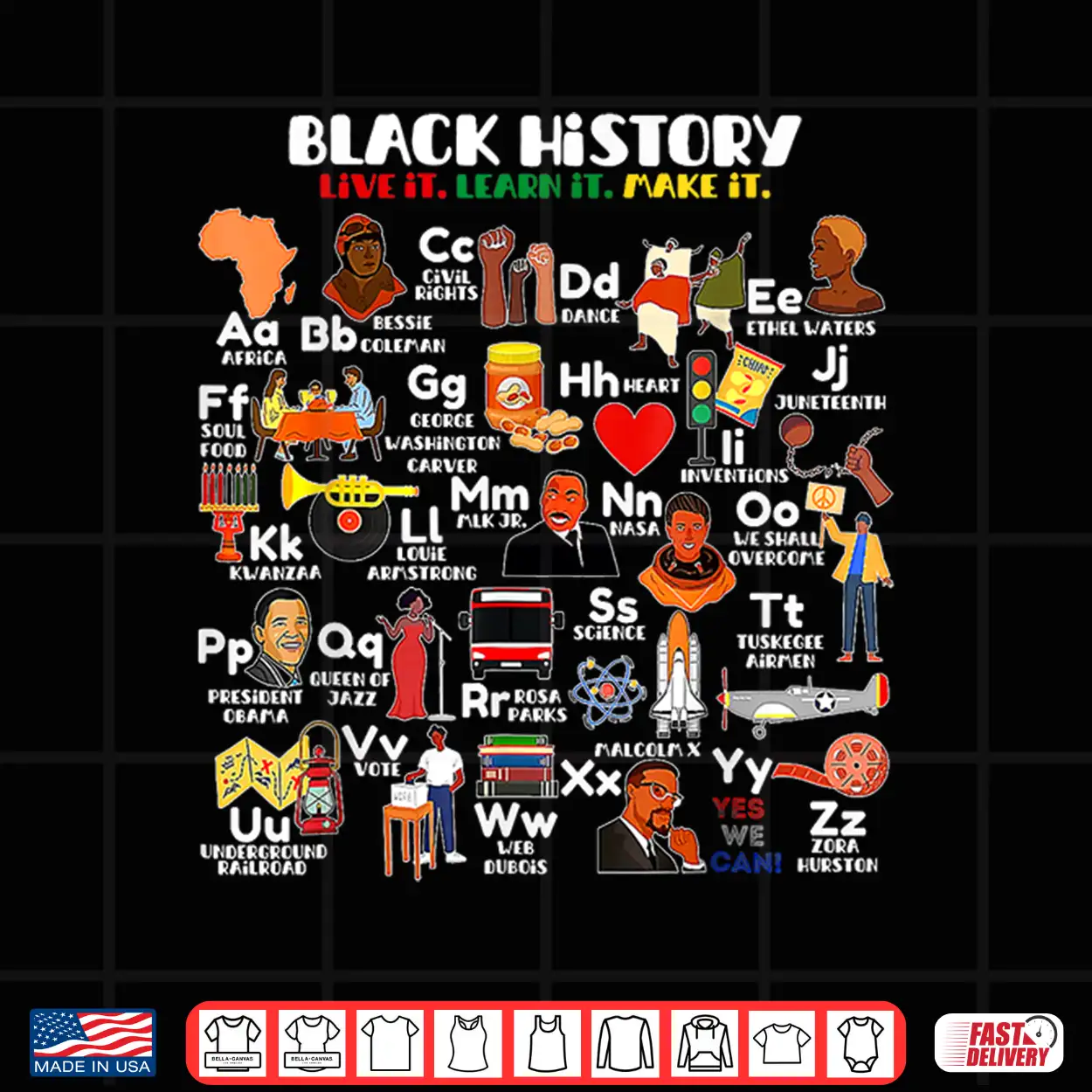 Abcs Of Black History Month Pride Live It Learn It Teacher Shirt Abcs Of Black History Month Pride Live It Learn It Teacher Shirt