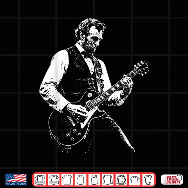 Design Abe Lincoln Playing Guitar Retro Vintage Abraham Lincoln Shirt