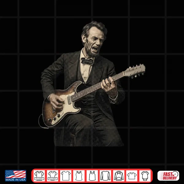 Design Abraham Lincoln Abe Playing A Vintage Guitar Retro Shirt