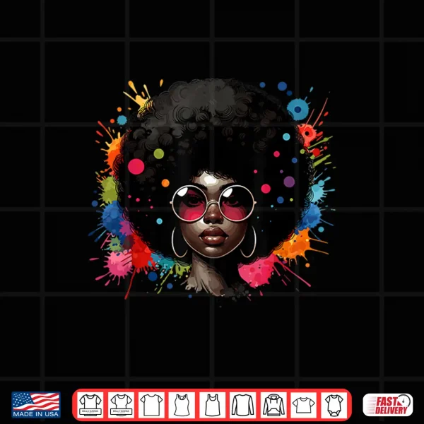 Design African American Woman Black Afro Colorful Juneteenth Shirt
