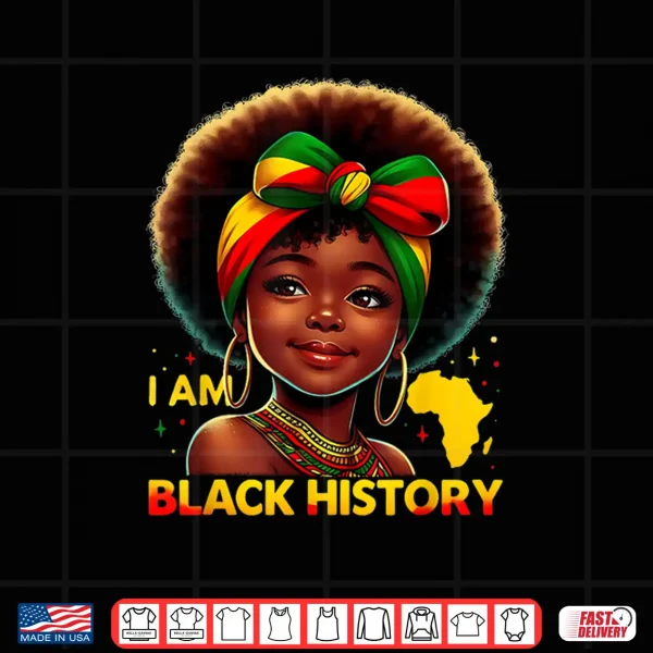 Design African Girl Melanin I Am Black History Month Youth Pride Shirt