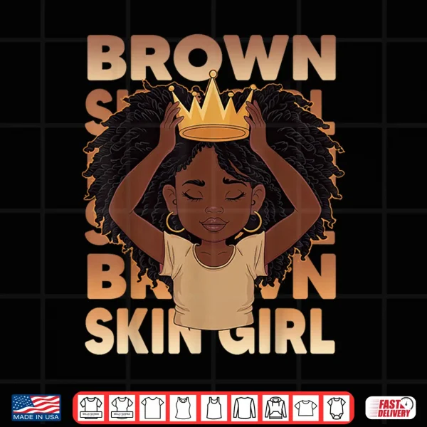 Design African Girls Brown Skin Girl Black Melanin Juneteenth Girls Shirt