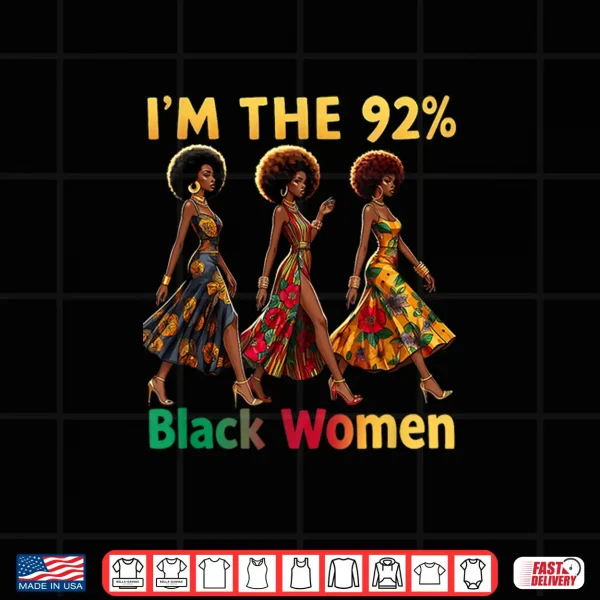 Design Afro Pride 92 Black Women 92 Percent Melanin Queen Shirt