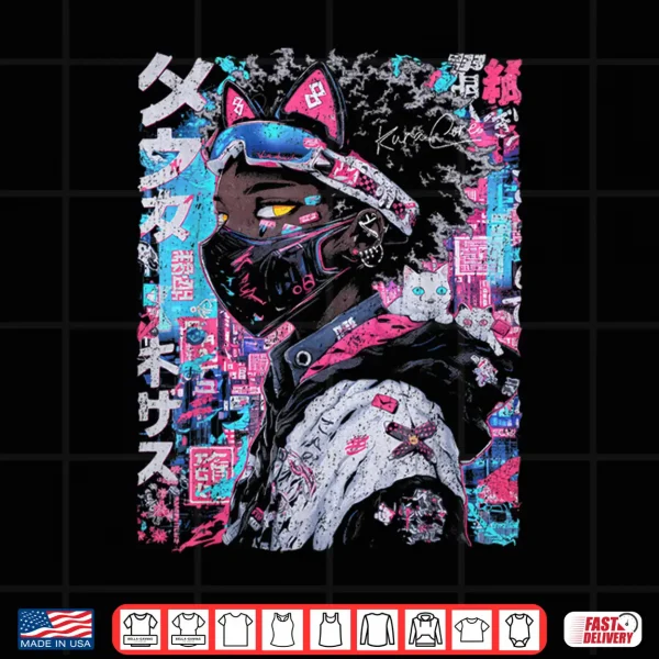 Design Afro Streetwear Black Cyberpunk Otaku Techwear Manga Anime Shirt