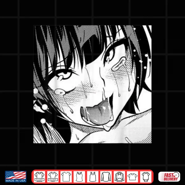 Design Ahegao Anime Girl With Tongue and Hands Out Weeb Shirt