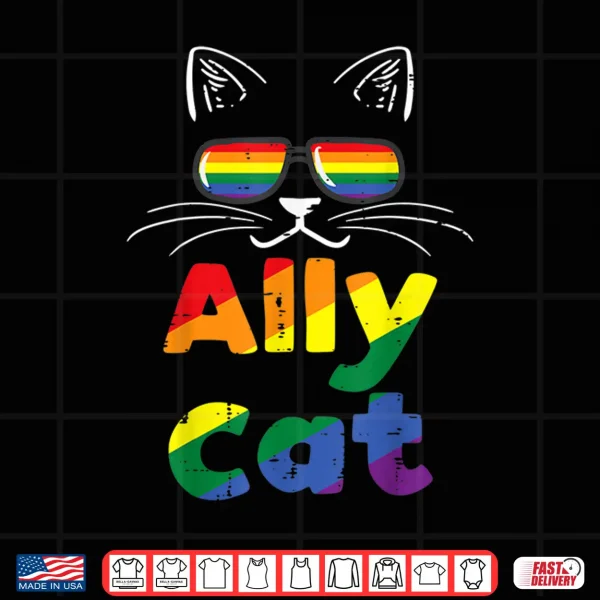 Design Ally Cat Pride Month Straight Ally Gay LGBTQ LGBT Women Shirt
