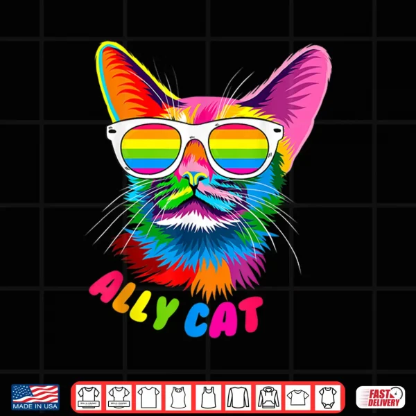 Design Ally cat Purride cat pride kitty mom gay daddy lesbian LGBTQ Shirt