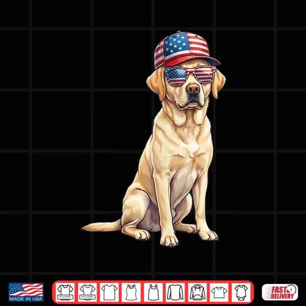 Design American Flag Labrador Retriever Dog Yellow Lab Patriotic Shirt