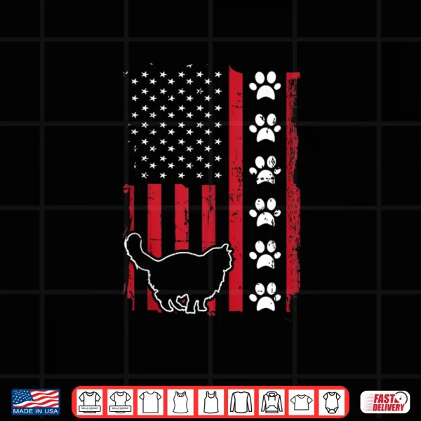 Design American Flag Maine Coon Cat Pet Owner Gift Cute Paw Print Shirt