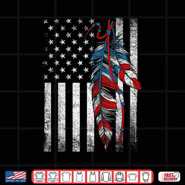 Design American Flag Native Feather Pride Month Indigenous Shirt