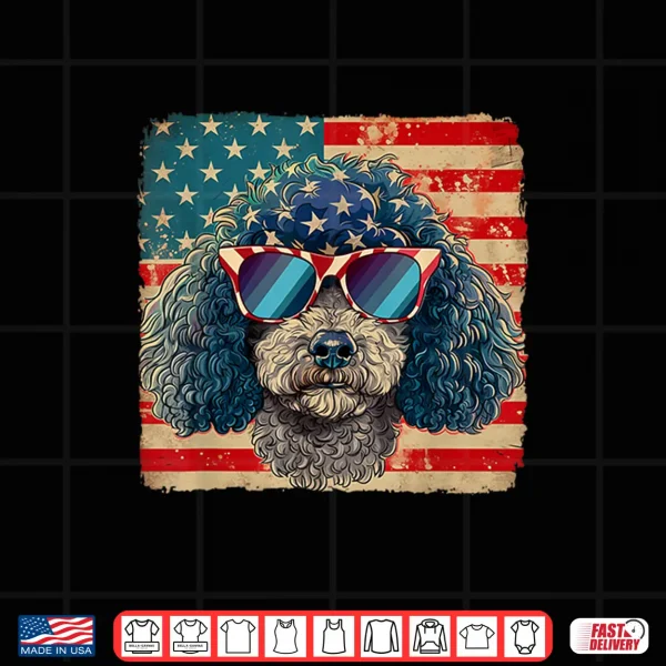 Design American Star Stripes Poodle Dog Shirt 4th of July Men Women Shirt
