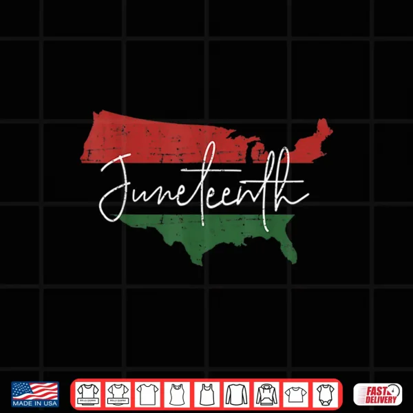 Design American map with pan african flag for Juneteenth since 1865 Shirt
