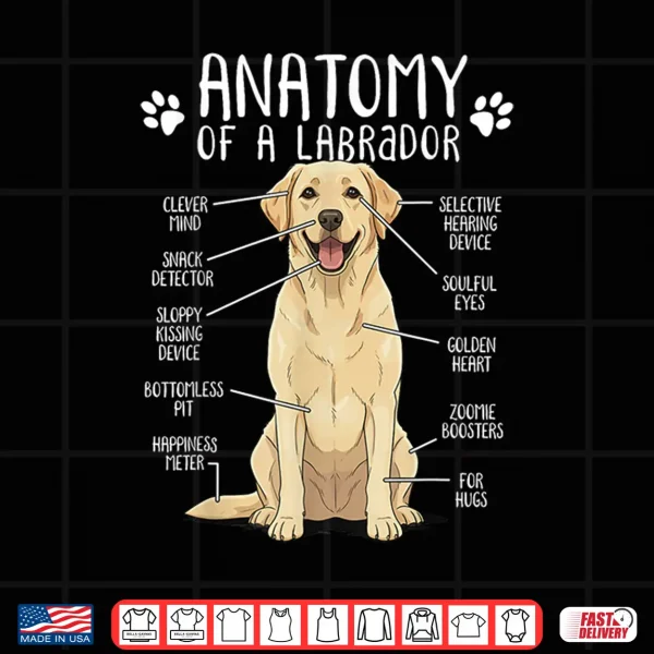 Design Anatomy Labrador Retriever Yellow Lab Dog Owner Shirt