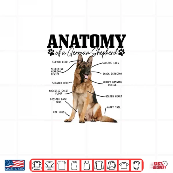 Design Anatomy Of A German Shepherd Dog Mom Dad Shirt