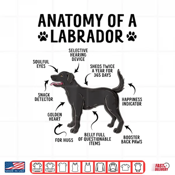 Design Anatomy Of A Labrador Retriever Funny Black Labrador Dog Shirt