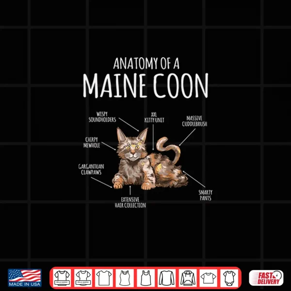 Design Anatomy Of A Maine Coon Cat Professional Minimalist Modern Graphic Shirt