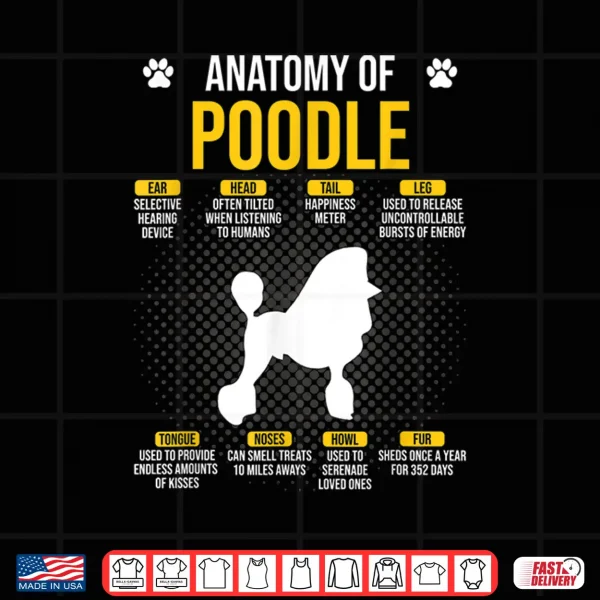 Design Anatomy Of Poodle Funny Dog Lover Gift Shirt