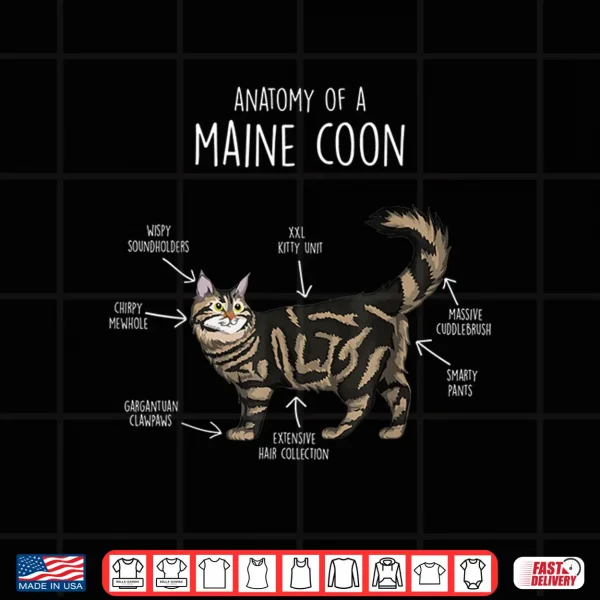Design Anatomy of a Maine Coon Cat Funny Cute Shirt