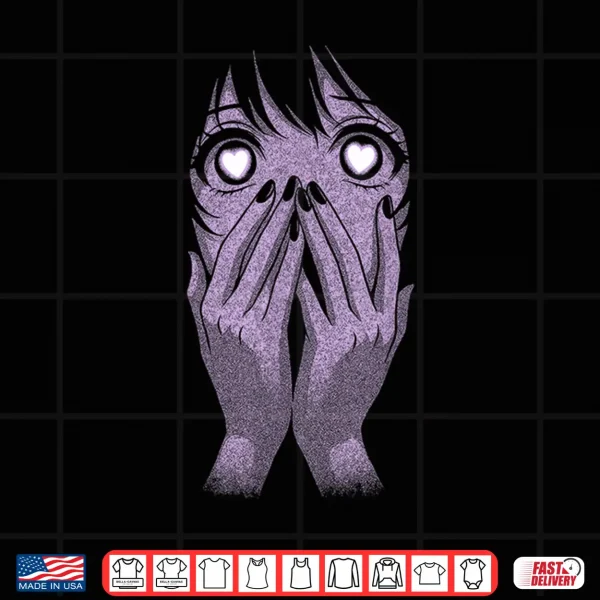 Design Anime Eyes Girl Hearts Manga Otaku Grunge Goth Alt Aesthetic Shirt