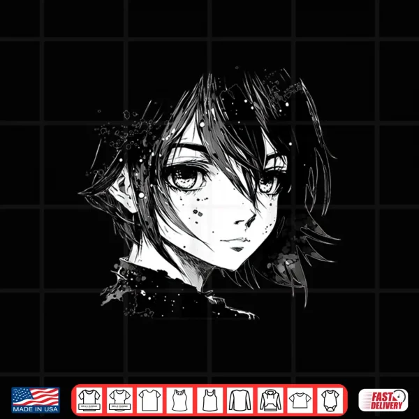 Design Anime Girl Anime Eyes Ink Art Sketch Drawing for Girls Teens Shirt