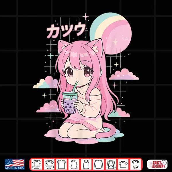 Design Anime Girl Boba Bubble Tea Kawaii Shirt