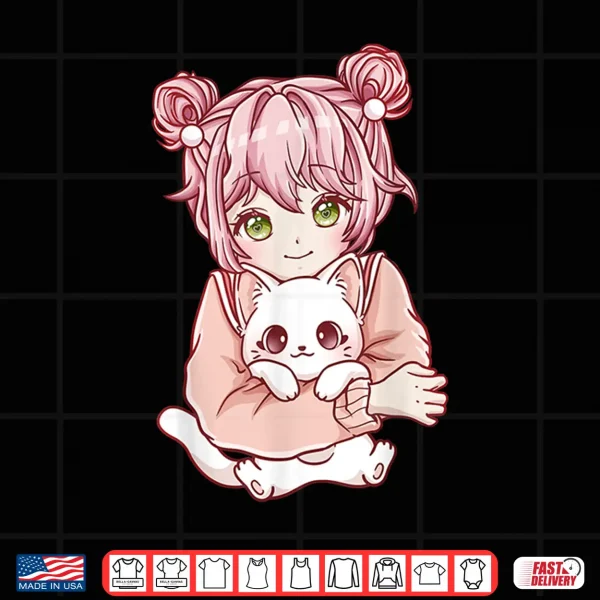 Design Anime Girl Cat Cats Kawaii Shirt 2
