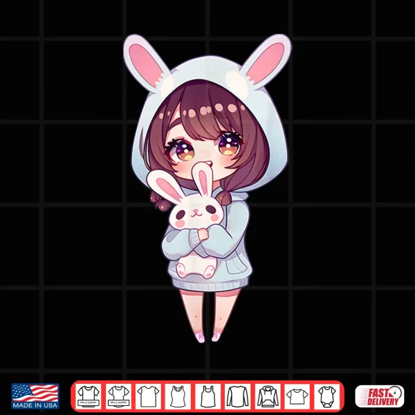 Design Anime Girl With Bunny Kawaii Easter Japanese Otaku Girl Shirt
