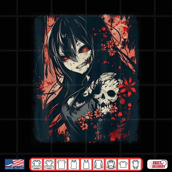 Design Anime Horror Girl Aesthetic Japanese Creepy Kawaii Goth Shirt