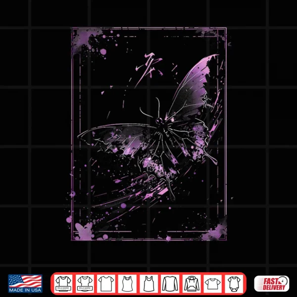 Design Anime Japanese Goth Cyberpunk City Butterfly Purple Nature Shirt