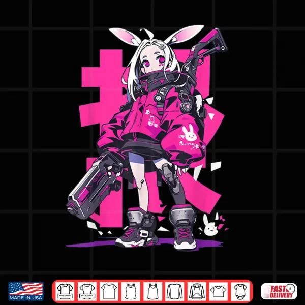 Design Anime Manga Cyberpunk Aesthetic Techwear Harajuku Bunny Girl Shirt