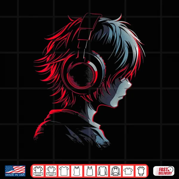 Design Anime Manga Graphic Headphone Artwork Anime Shirt