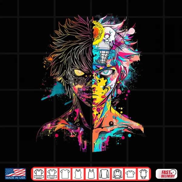 Design Anime Manga Motif Colorful Artwork Anime Shirt
