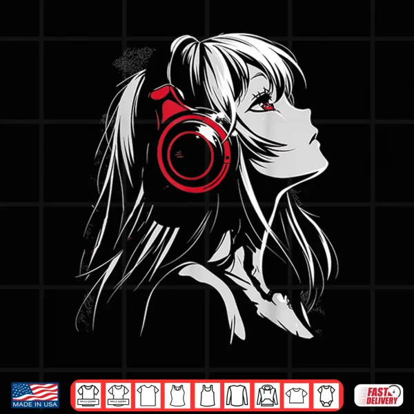Design Anime Manga Motif Headphone Artwork Anime Shirt