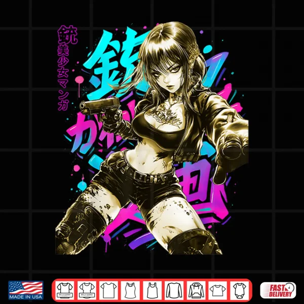 Design Anime Waifu Sketch Line Art Manga Graffiti Graphic Shirt