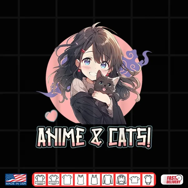 Design Anime and Cats Manga Girl with a Cat Anime Lover Shirt
